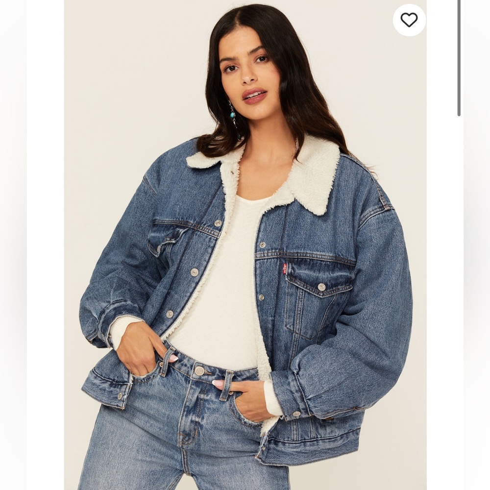 Levi's Blue and White Sherpa Collar Jean Jacket